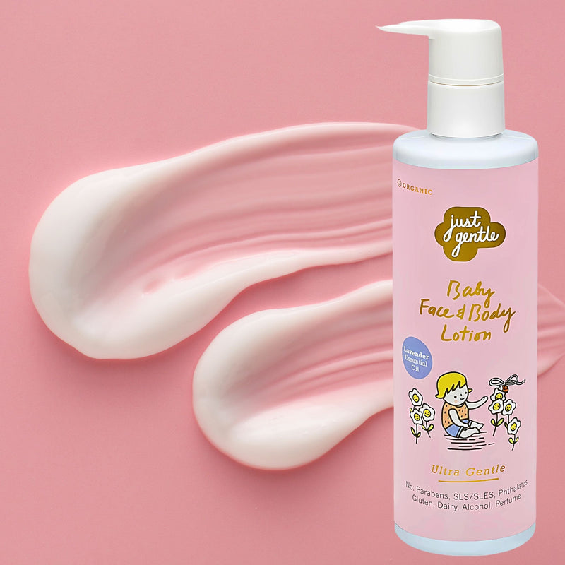 Just Gentle Baby Face & Body Lotion - Natural and Hypoallergenic with Essential Lavender - 200ml - Just Gentle
