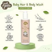 Just Gentle Baby Hair & Body Wash - Ultra Gentle with 99% Natural Ingredients - 200ml - Just Gentle