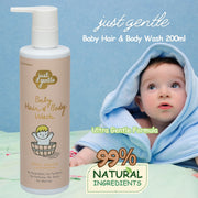 Just Gentle Baby Hair & Body Wash - Ultra Gentle with 99% Natural Ingredients - 200ml - Just Gentle