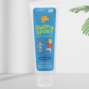 Cotton Bloom Swim & Sport 2-in-1 by Just Gentle, gentle on hair & skin, wipes salt & odor; aloe, shea, argan, 180 ml
