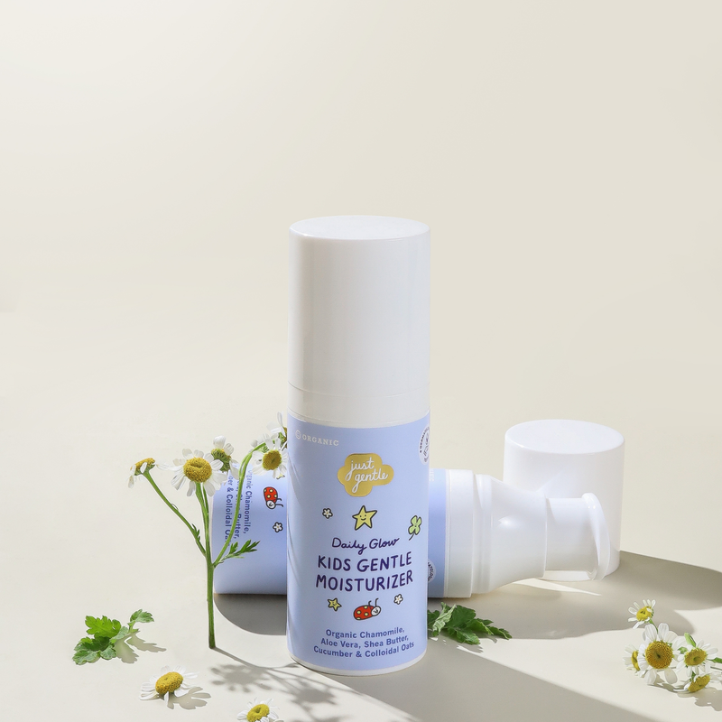 Just Gentle Kids Gentle Face Moisturizer – Ultra-Mild Nourishing Moisturizer for Dry & Sensitive Skin with Organic Aloe Vera & Shea Butter, Hypoallergenic (50g)