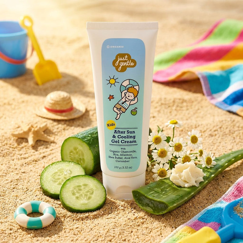 Just Gentle Kids After Sun & Cooling Gel Cream | 100 g | Instant Cooling & Hydration | Gentle for Kids 6m+