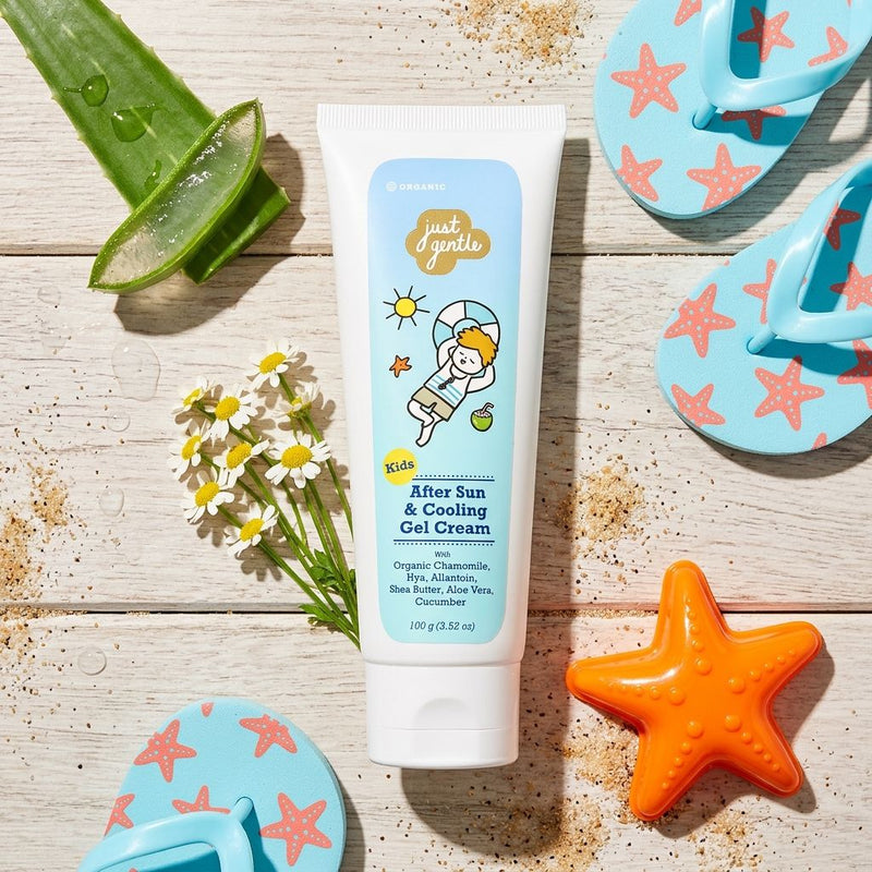 Just Gentle Kids After Sun & Cooling Gel Cream | 100 g | Instant Cooling & Hydration | Gentle for Kids 6m+