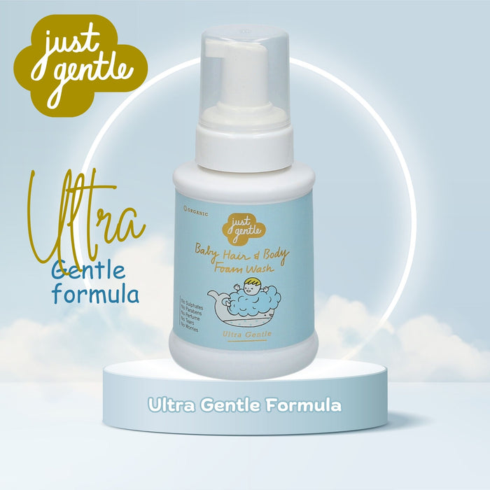 Just Gentle Baby foam wash shampoo- ultra Gentle - no tear formula. 