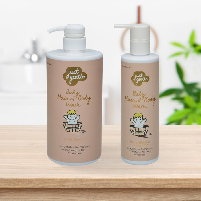 Just Gentle Baby Hair & Body Wash 900ml - organic, hypoallergenic, and suitable for daily use.