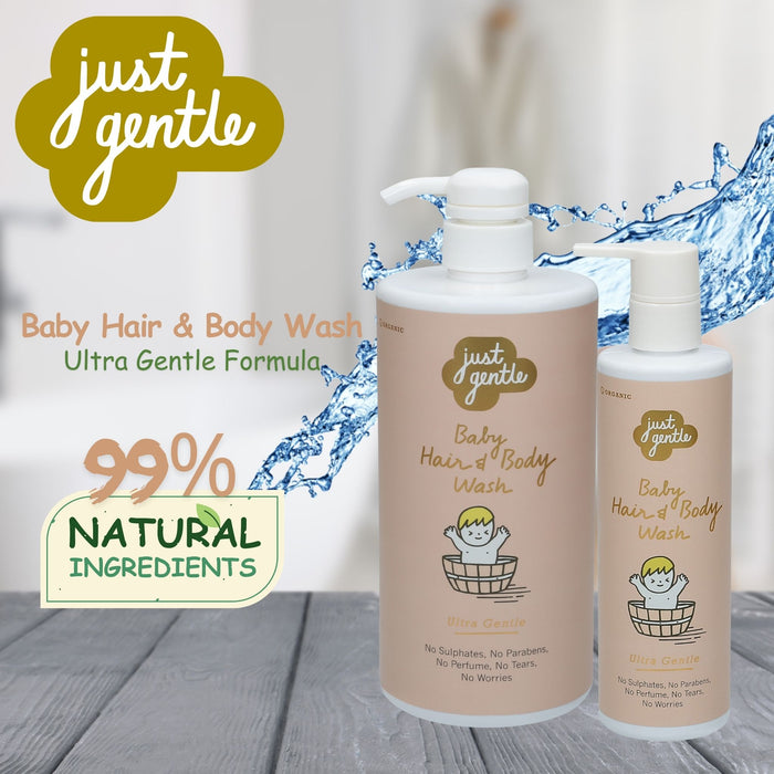 Just Gentle Baby Hair & Body Wash Ultra Gentle - gentle cleansing with a soothing lavender scent for a calming bath time experience.