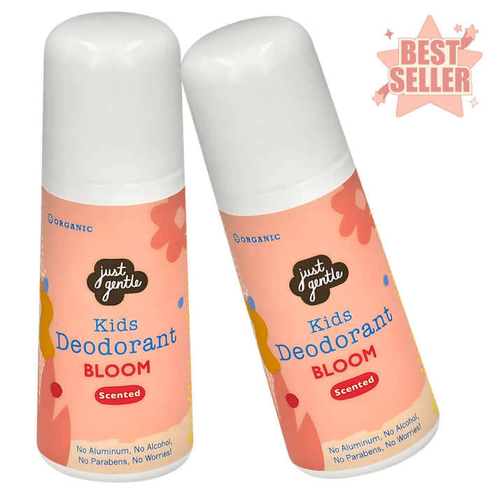 The best selling Organic Kids Deodorant in the UAE and Middle East. Just Gentle Kids Deodorant Bloom. No Aluminium, No Parabens and No worries!