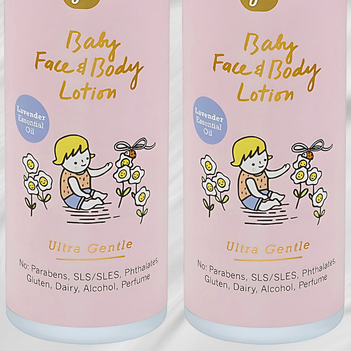 Just Gentle Organic Baby Face & Body Lotion Twin pack (2 x 200ml bottles)- gentle, hypoallergenic, and perfect for newborns and babies.