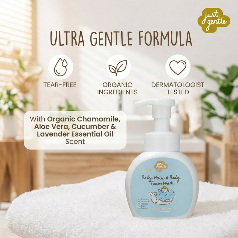 Baby Shampoo Foam Wash - Ultra Gentle for Newborns+ - 230ml - Just Gentle