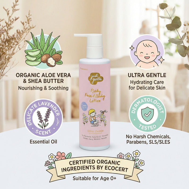 Just Gentle Baby Face and Body Lotion - Essential Lavender Twin Pack - Just Gentle