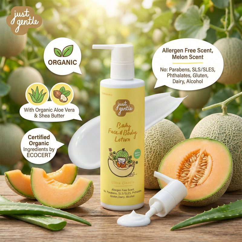 Just Gentle Baby Face & Body Lotion, Melon Scent - 200ml - Just Gentle