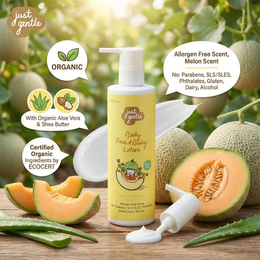 Just Gentle Baby Face & Body Lotion, Melon Scent - 200ml - Just Gentle