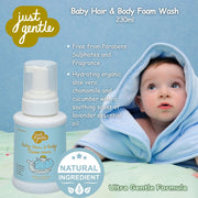 Just Gentle Baby Shampoo Foam Wash - Ultra Gentle for Newborns+ - 230ml - Just Gentle