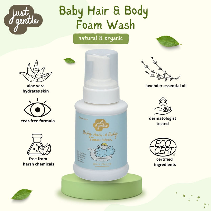 Just Gentle Baby Shampoo Foam Wash - Ultra Gentle for Newborns+ - 230ml - Just Gentle