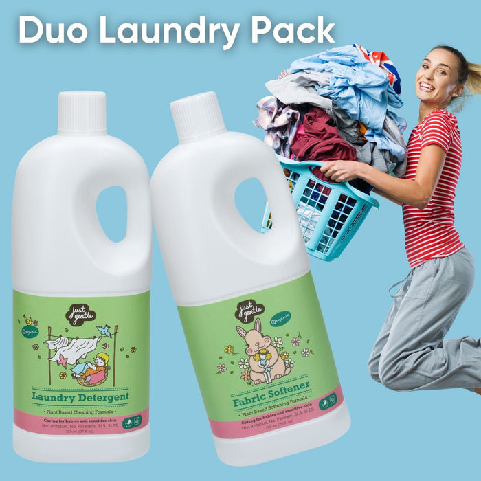 Just Gentle Duo Laundry Pack (1x Detergent (750ml) & 1x Softener (750ml)) - Just Gentle