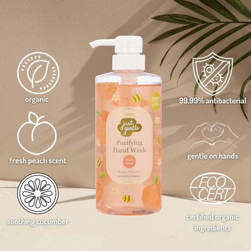 Just Gentle Fresh Peach Organic Antibac Hand Wash - 500 ml - Just Gentle