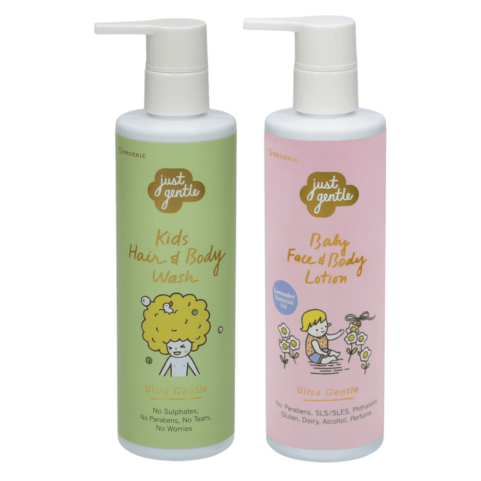 Just Gentle Kids Bath Care Set - Body Hair Wash & Lavender Lotion - Just Gentle Middle East