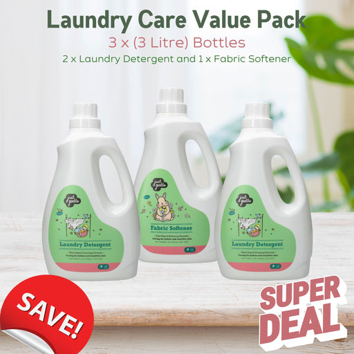 Just Gentle Laundry Detergent and Softener Combo Value Pack (3x3 Litres) - Just Gentle