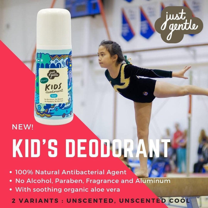 Just Gentle Organic Kids Deodorant Unscented Cool - Aluminum - Free, Natural Odor Protection, Cooling Sensation