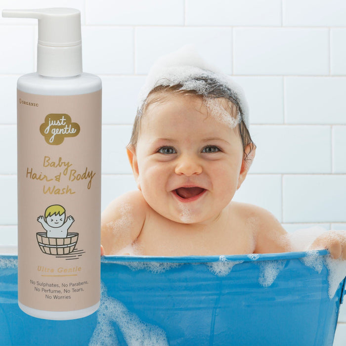 Just Gentle Organic Ultra Gentle Baby Hair & Body Wash (200ml) - Soft and Nourishing Bath Care - Just Gentle Middle East