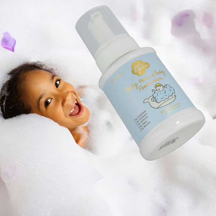 Just Gentle Organic Ultra Gentle Baby Shampoo Foam Wash (230ml) - Soft and Nourishing Bath Care - Just Gentle Middle East