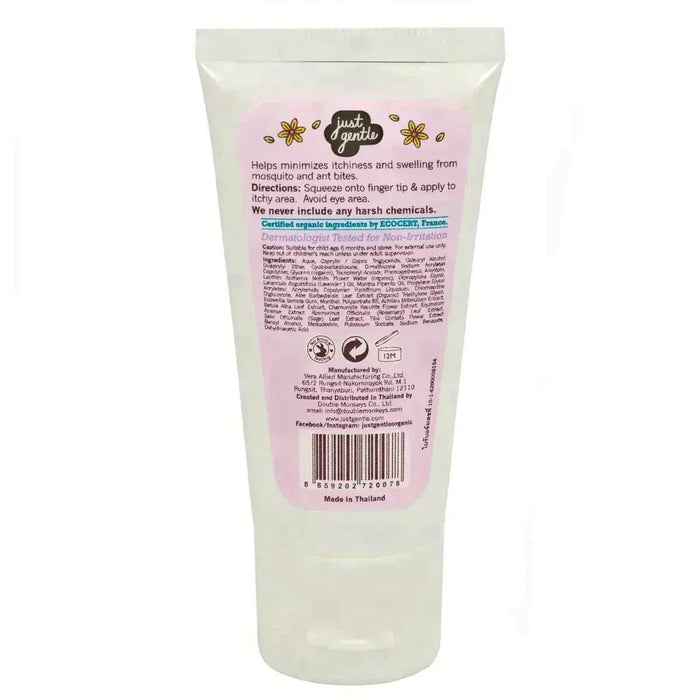 Back of the Just Gentle soothing cream tube. Part of the Just Gentle Repel & Sooth Combo - Natural Protection and Relief - Just Gentle