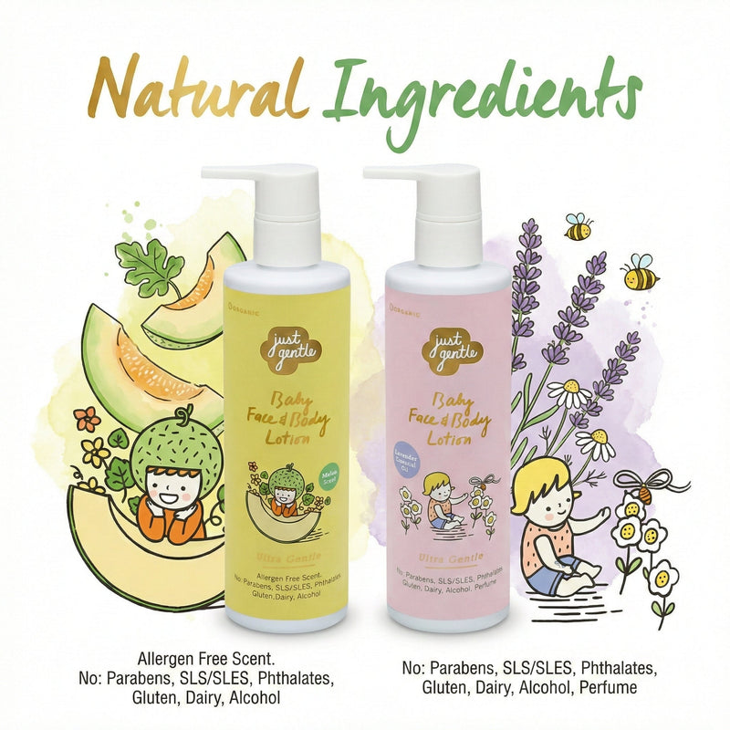 Just Gentle Twin Pack Mix - Lavender and Melon Baby Face and Body Lotion - Just Gentle